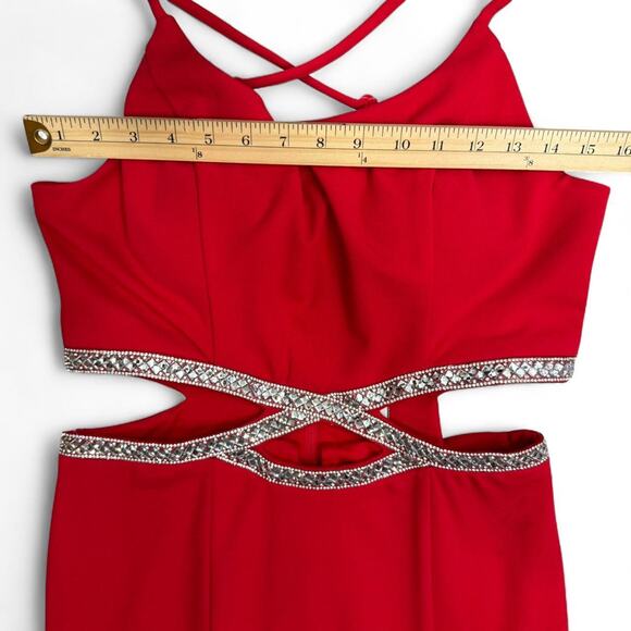 NWT Speechless Red Rhinestone Cutout Gown – Size XL 13 Formal Prom Dress Y2K - Picture 8 of 8